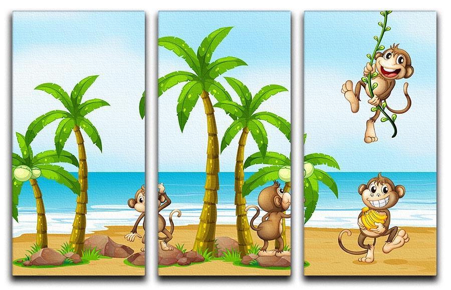 monkeys on the beach 3 Split Panel Canvas Print - Canvas Art Rocks - 1