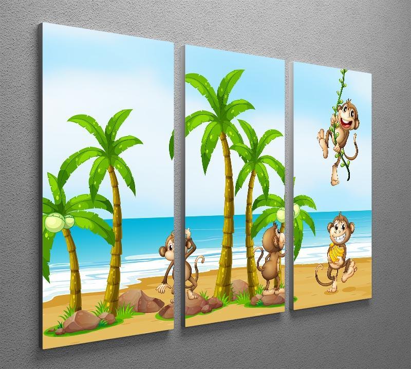 monkeys on the beach 3 Split Panel Canvas Print - Canvas Art Rocks - 2