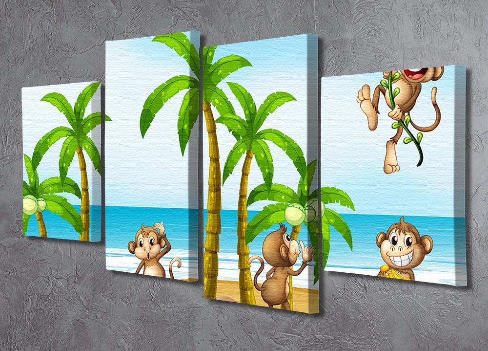 monkeys on the beach 4 Split Panel Canvas - Canvas Art Rocks - 2