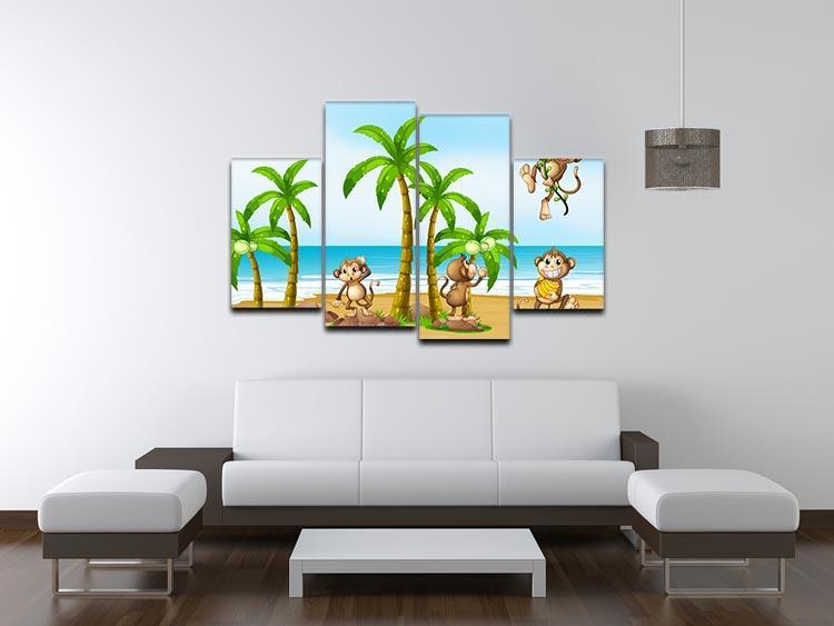 monkeys on the beach 4 Split Panel Canvas - Canvas Art Rocks - 3
