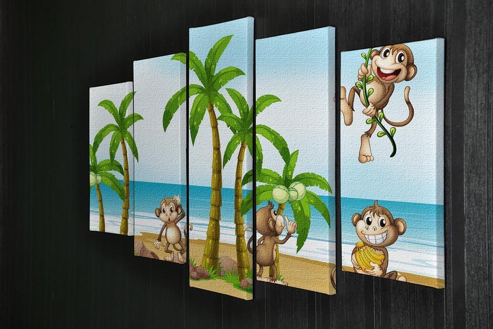monkeys on the beach 5 Split Panel Canvas - Canvas Art Rocks - 2