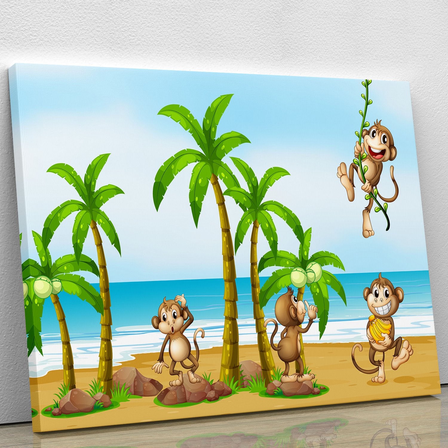 monkeys on the beach Canvas Print or Poster
