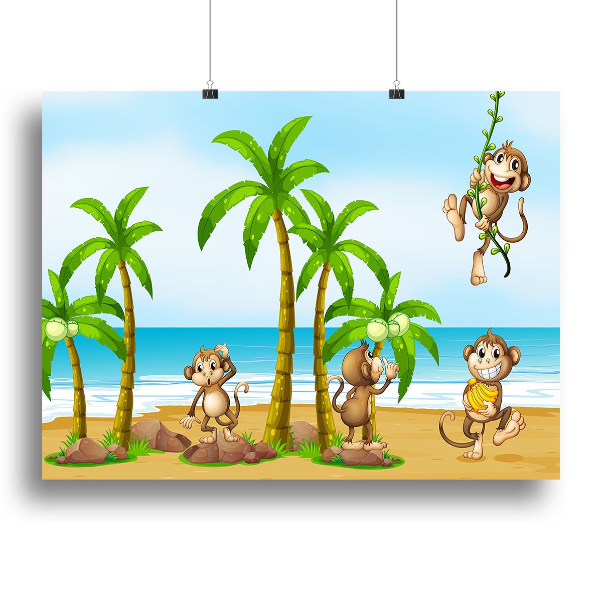 monkeys on the beach Canvas Print or Poster