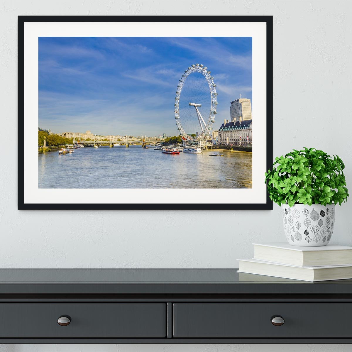 morning with London eye millennium wheel Framed Print - Canvas Art Rocks - 1