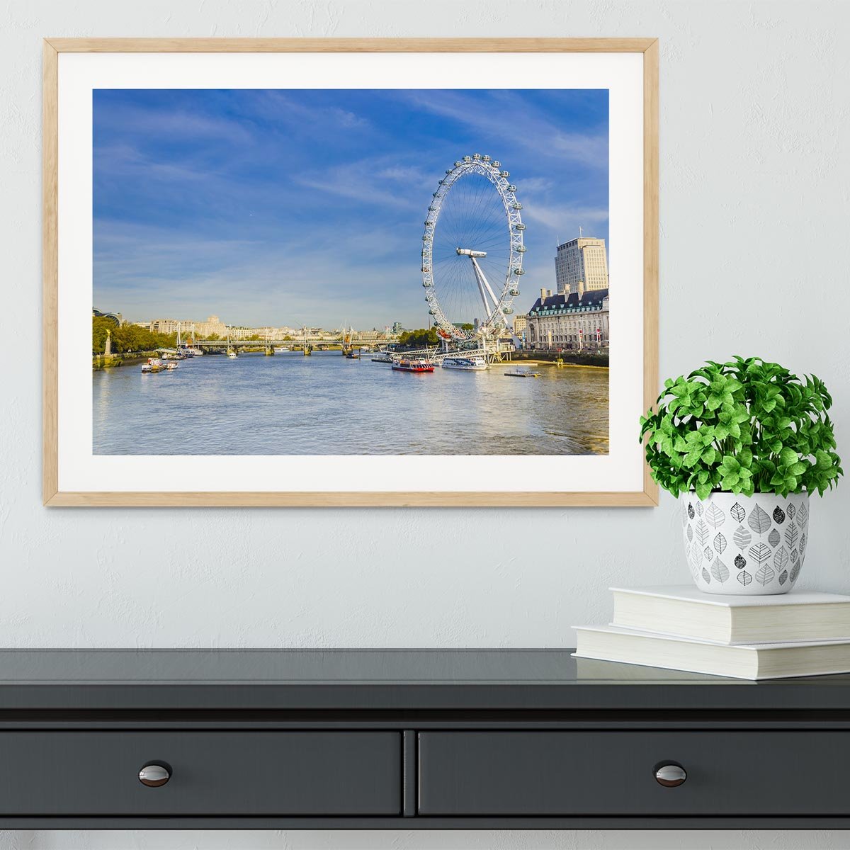 morning with London eye millennium wheel Framed Print - Canvas Art Rocks - 3