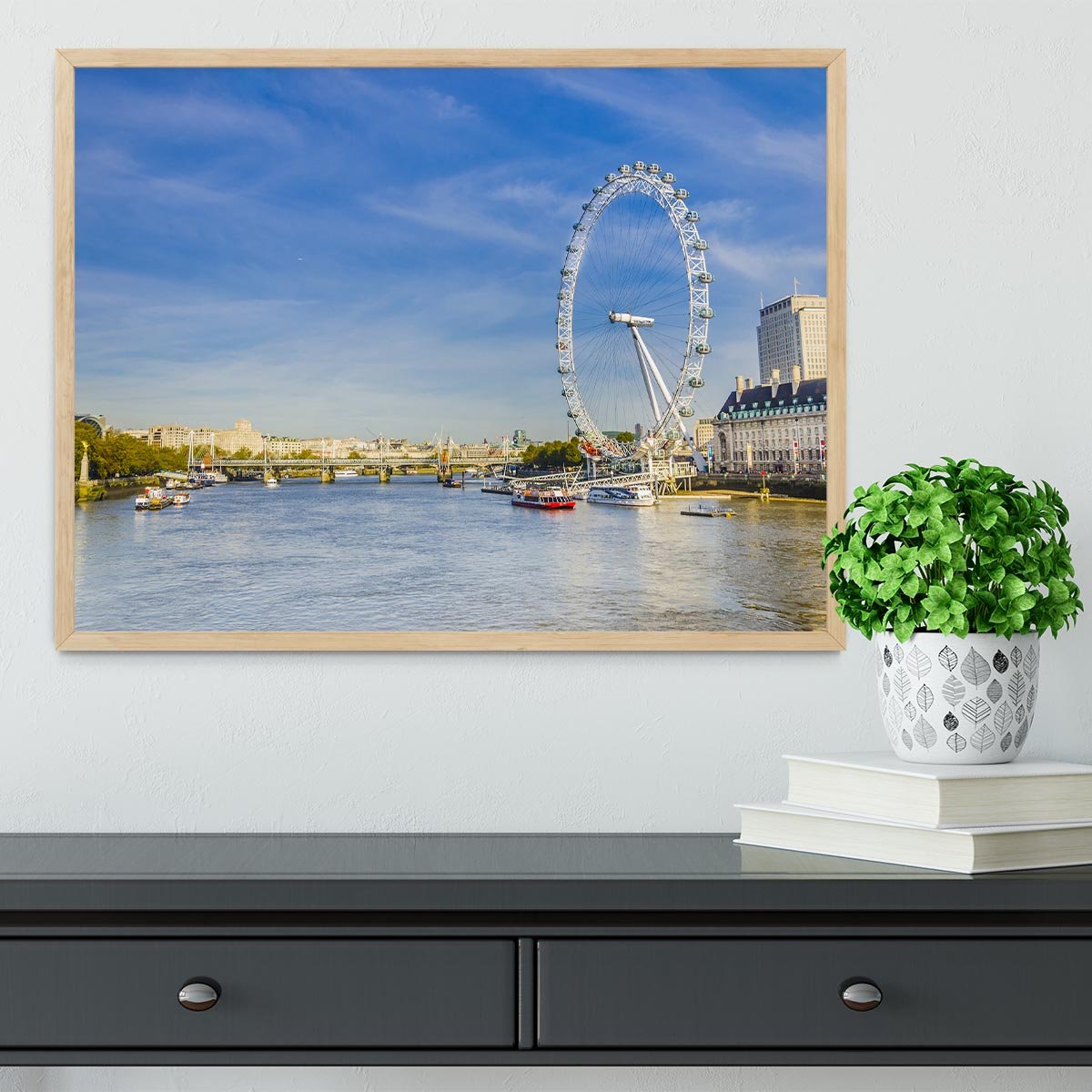 morning with London eye millennium wheel Framed Print - Canvas Art Rocks - 4