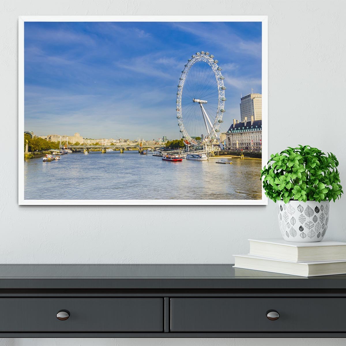 morning with London eye millennium wheel Framed Print - Canvas Art Rocks -6