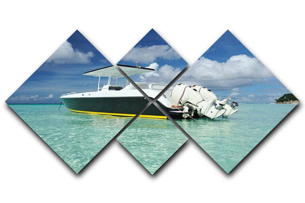 motor boat at Boracay island 4 Square Multi Panel Canvas  - Canvas Art Rocks - 1