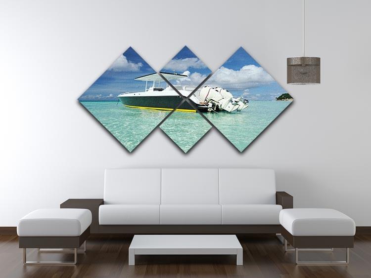 motor boat at Boracay island 4 Square Multi Panel Canvas  - Canvas Art Rocks - 3