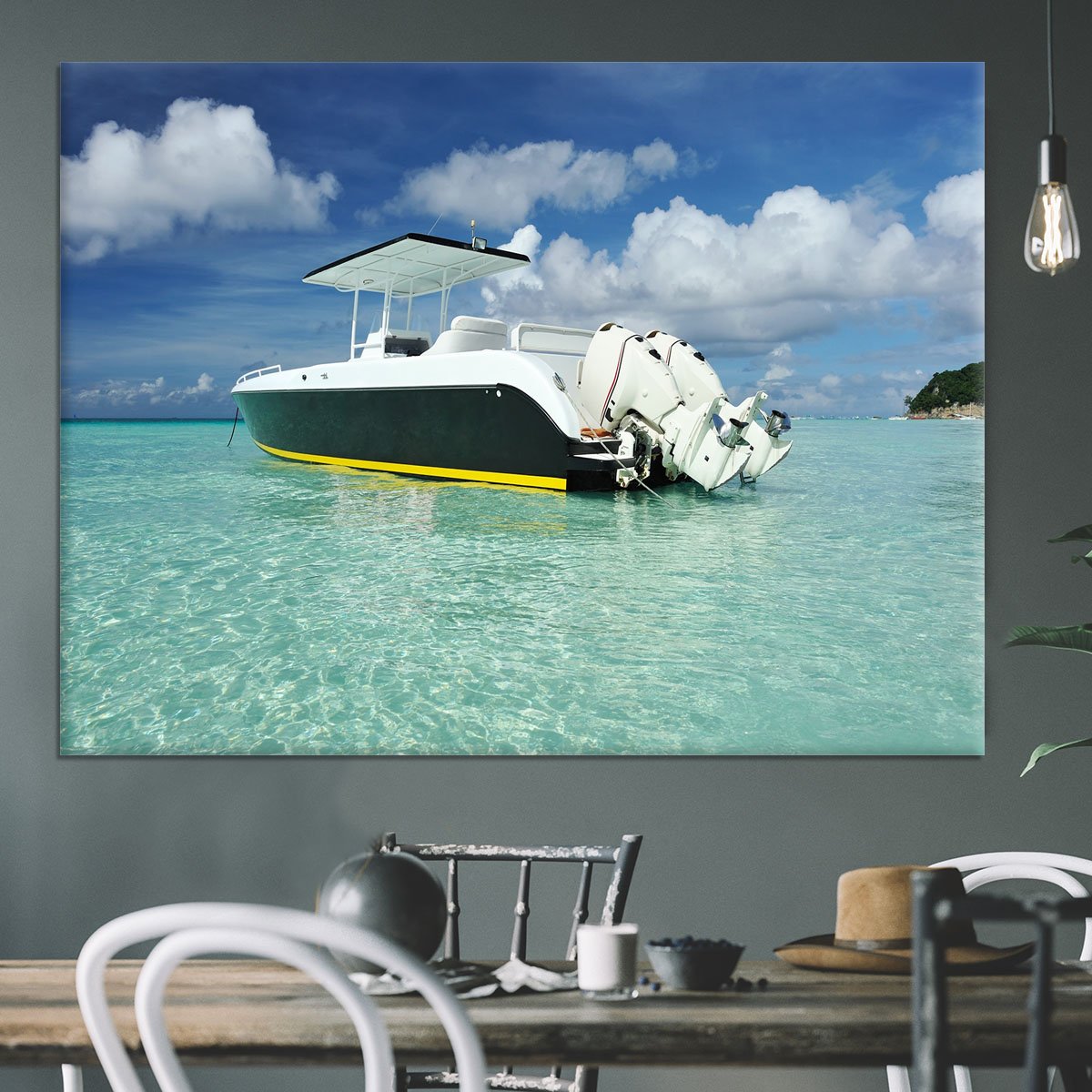 motor boat at Boracay island Canvas Print or Poster