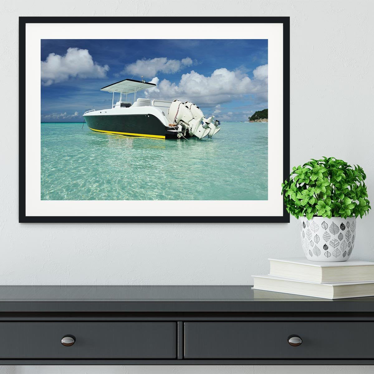 motor boat at Boracay island Framed Print - Canvas Art Rocks - 1