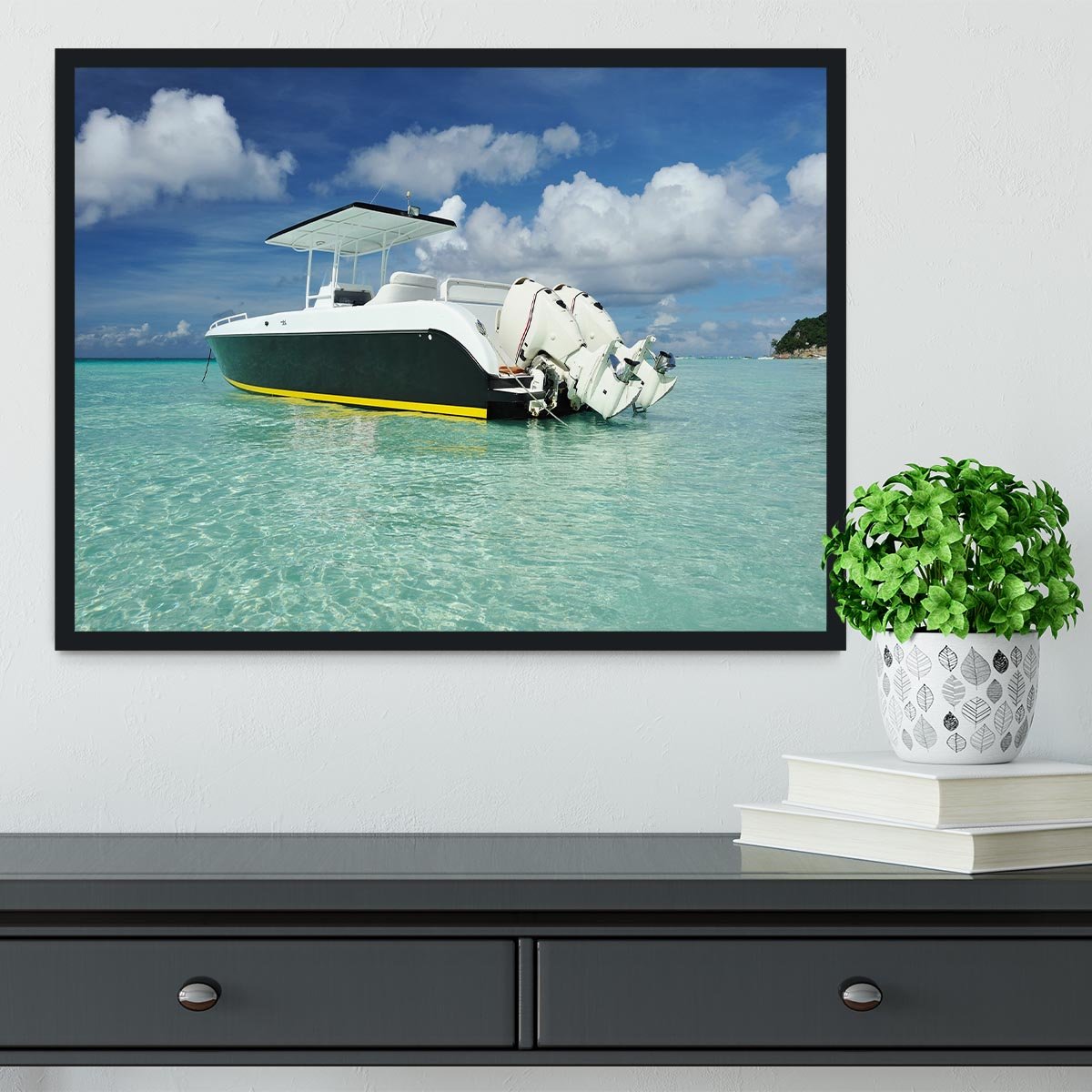 motor boat at Boracay island Framed Print - Canvas Art Rocks - 2