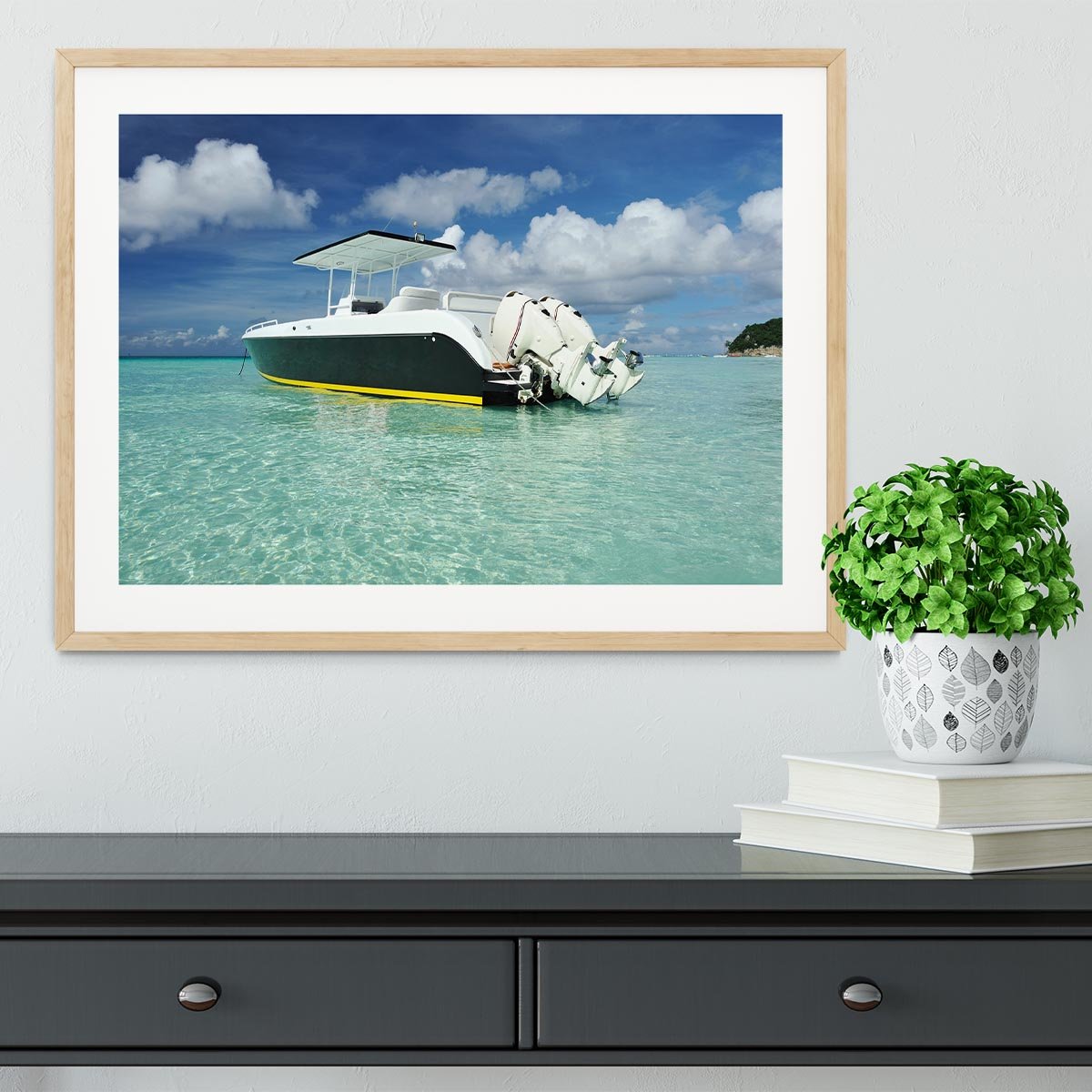 motor boat at Boracay island Framed Print - Canvas Art Rocks - 3