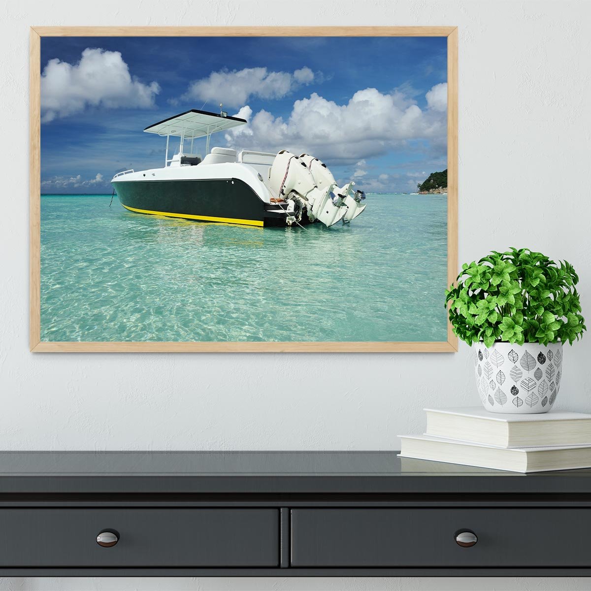 motor boat at Boracay island Framed Print - Canvas Art Rocks - 4
