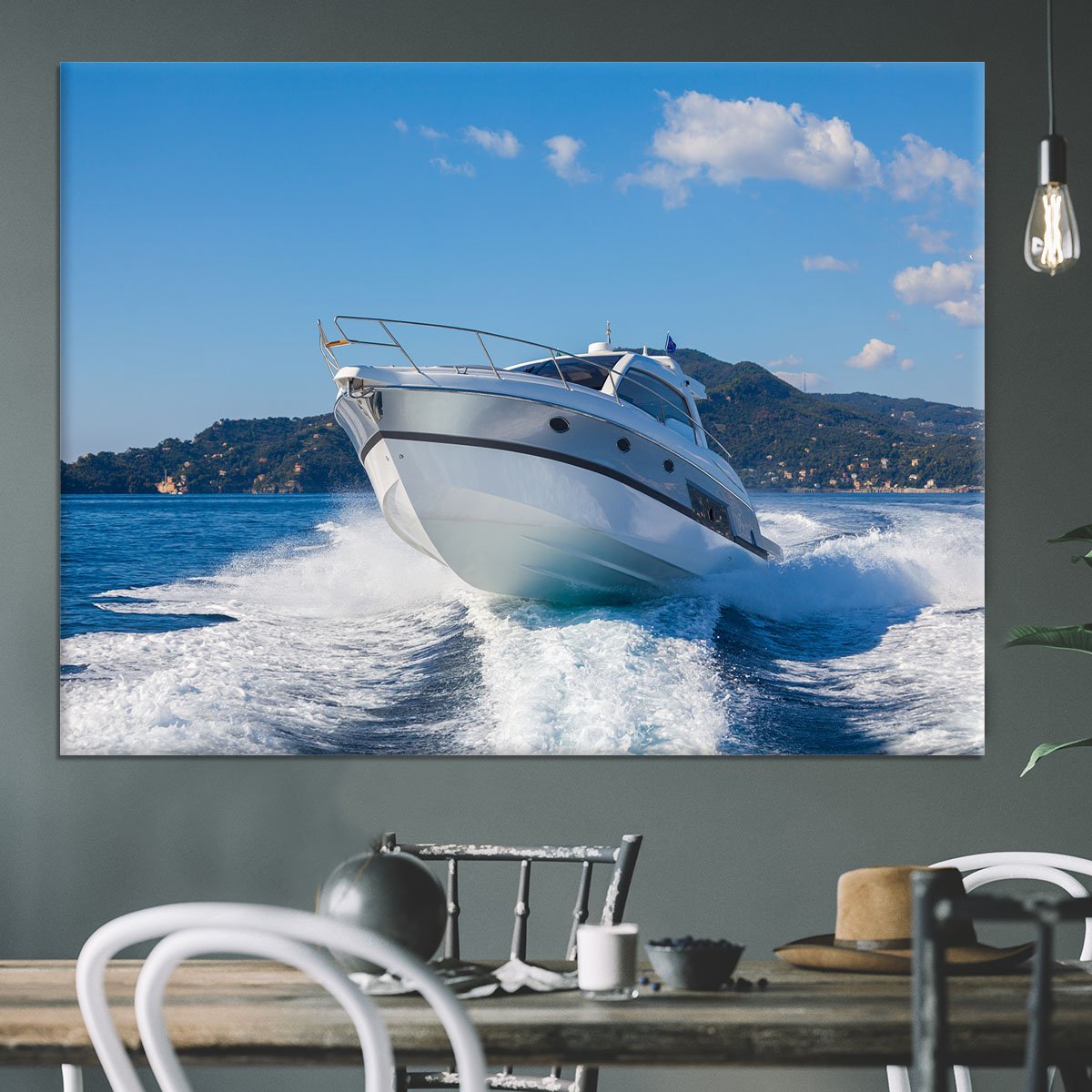 motor boat yachts Italy Canvas Print or Poster
