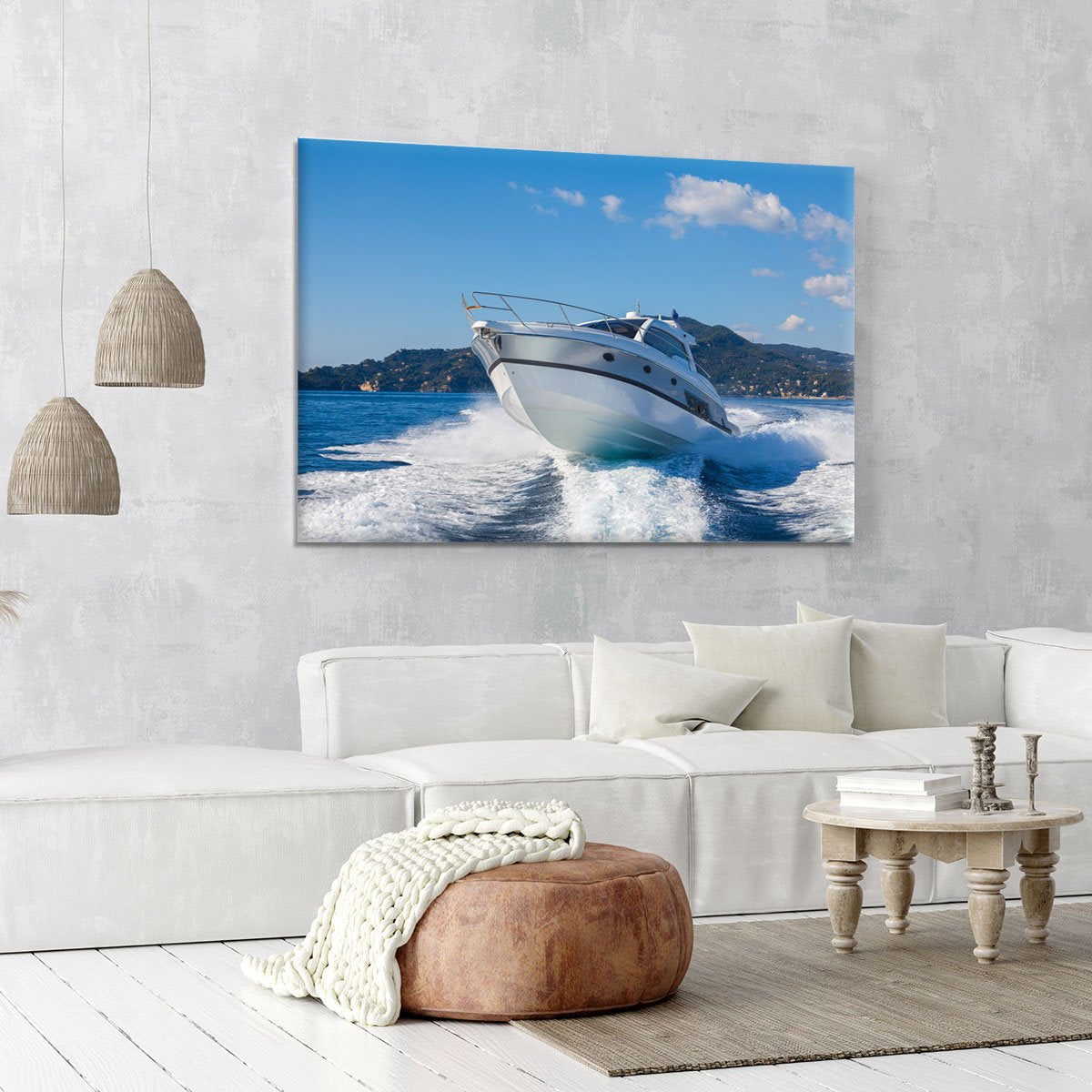 motor boat yachts Italy Canvas Print or Poster
