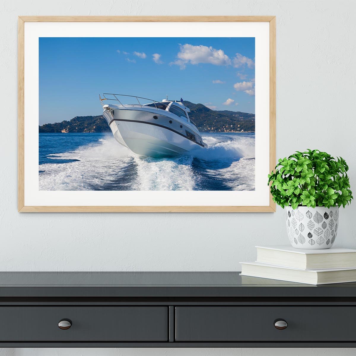 motor boat yachts Italy Framed Print - Canvas Art Rocks - 3