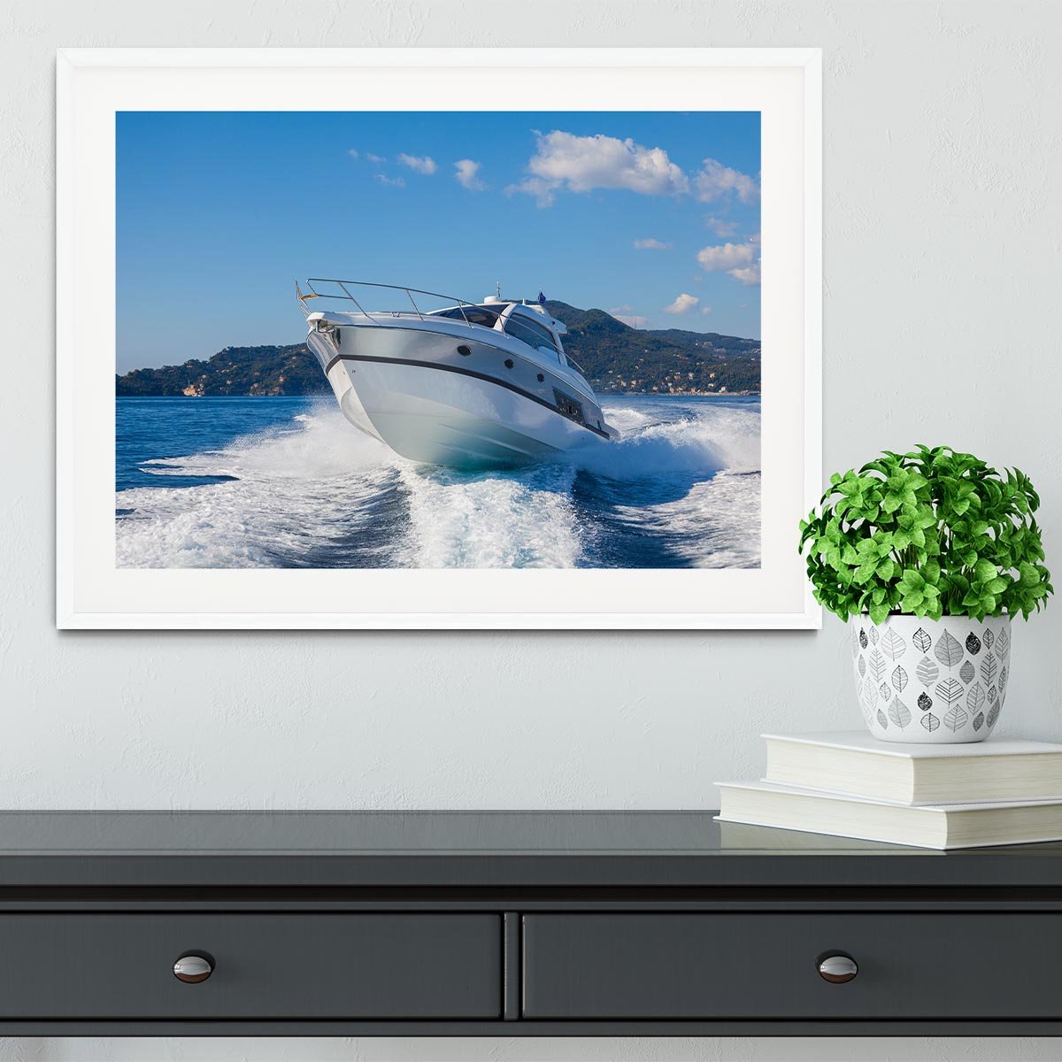 motor boat yachts Italy Framed Print - Canvas Art Rocks - 5