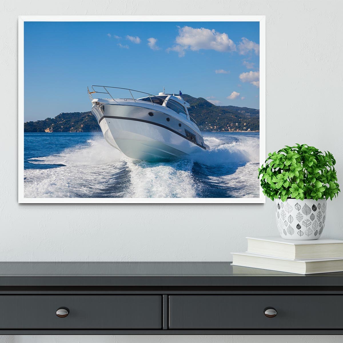 motor boat yachts Italy Framed Print - Canvas Art Rocks -6