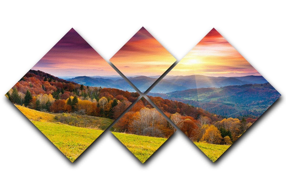 mountain autumn landscape 4 Square Multi Panel Canvas  - Canvas Art Rocks - 1