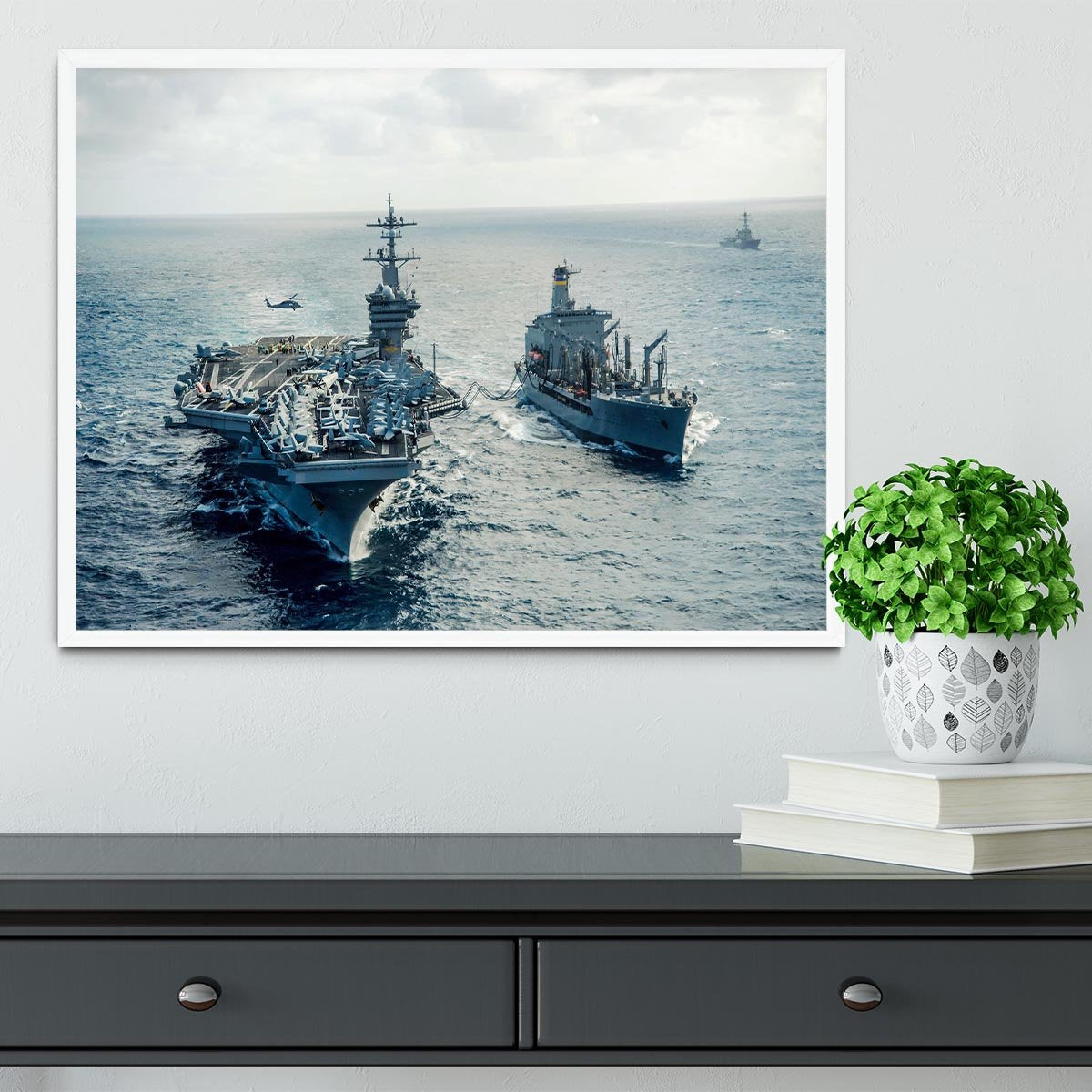 navy crossing the ocean Framed Print - Canvas Art Rocks -6