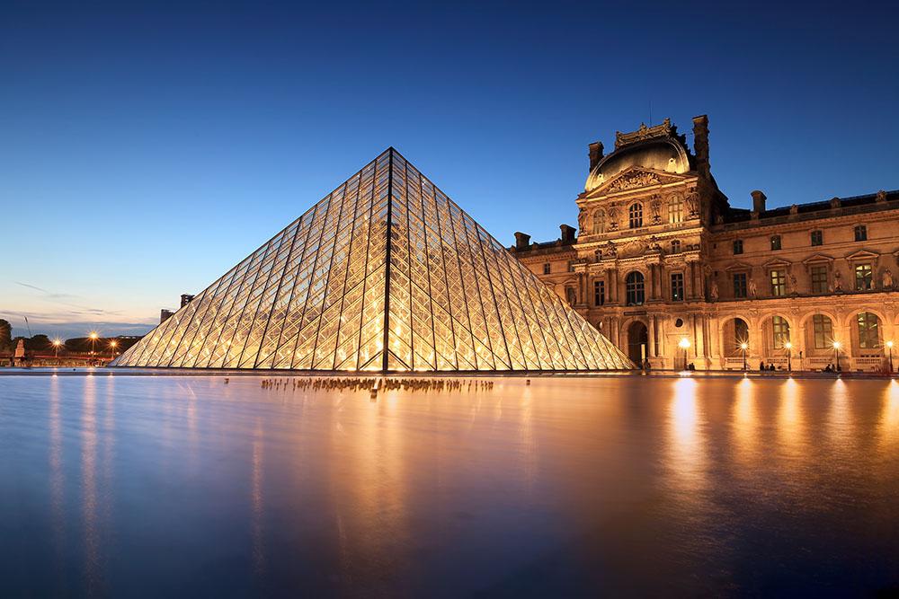 night scene of the Louvre Museum Wall Mural Wallpaper - Canvas Art Rocks - 1