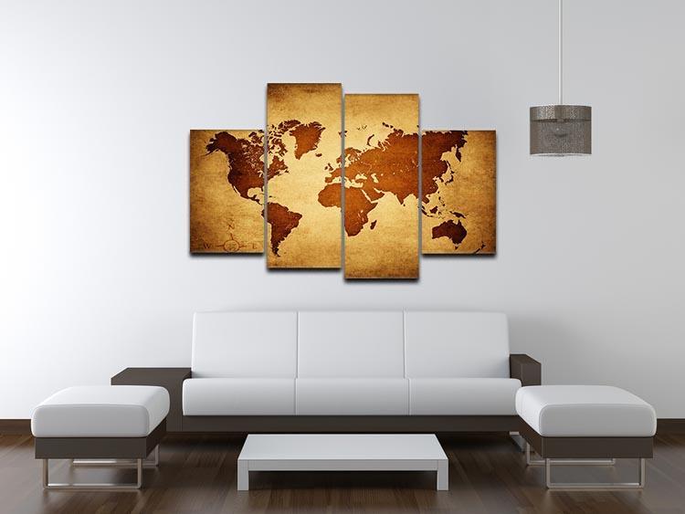 old map of the world 4 Split Panel Canvas  - Canvas Art Rocks - 3