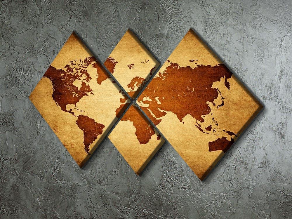 old map of the world 4 Square Multi Panel Canvas  - Canvas Art Rocks - 2
