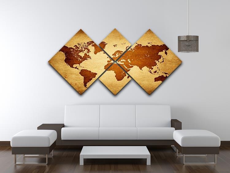 old map of the world 4 Square Multi Panel Canvas  - Canvas Art Rocks - 3