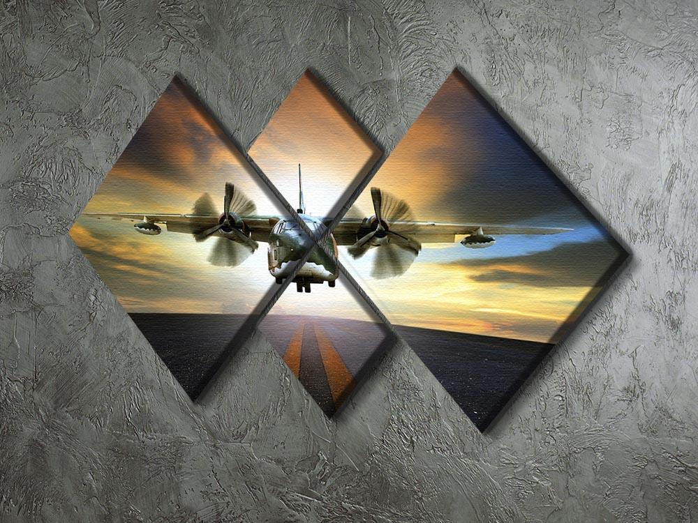 old military container plane 4 Square Multi Panel Canvas  - Canvas Art Rocks - 2