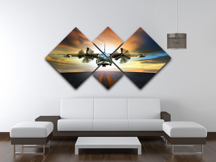 old military container plane 4 Square Multi Panel Canvas  - Canvas Art Rocks - 3
