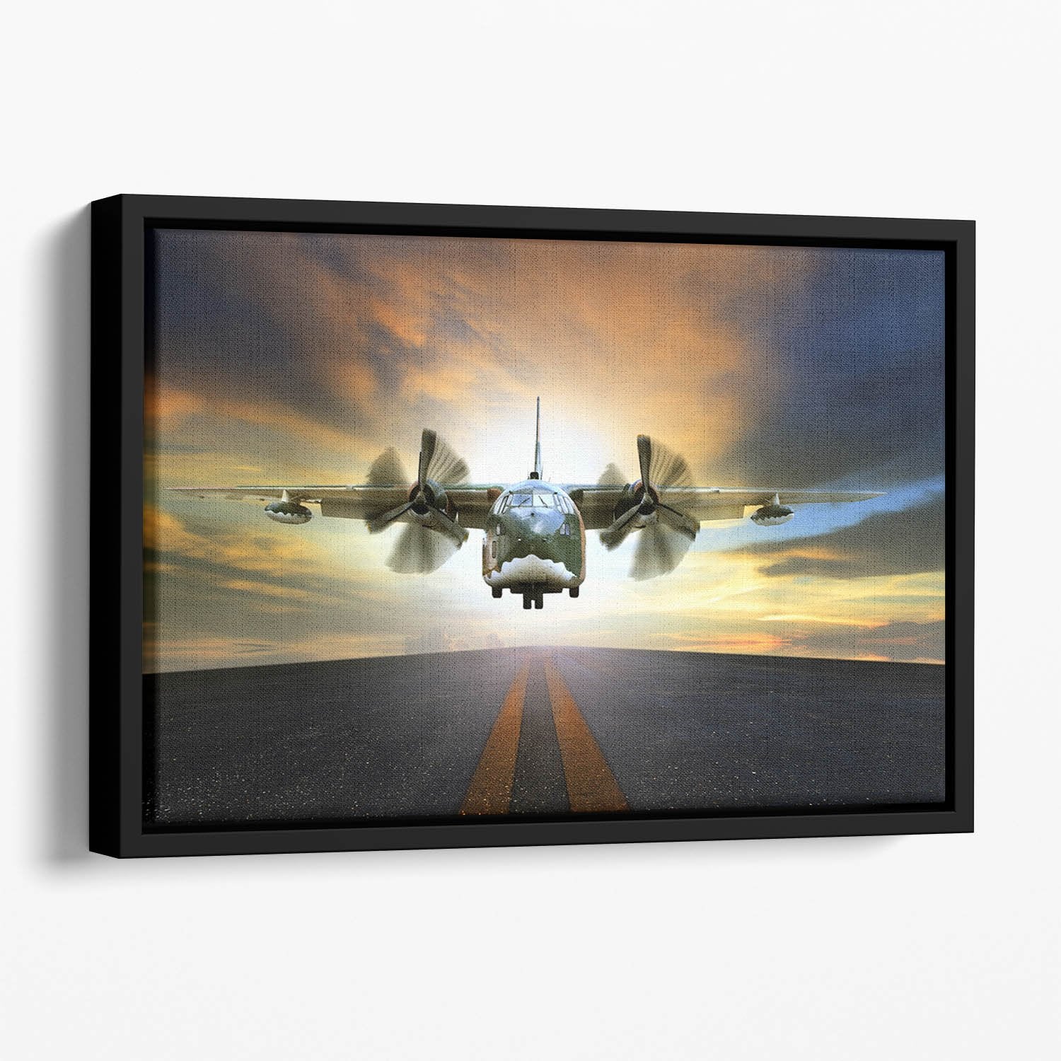 old military container plane Floating Framed Canvas