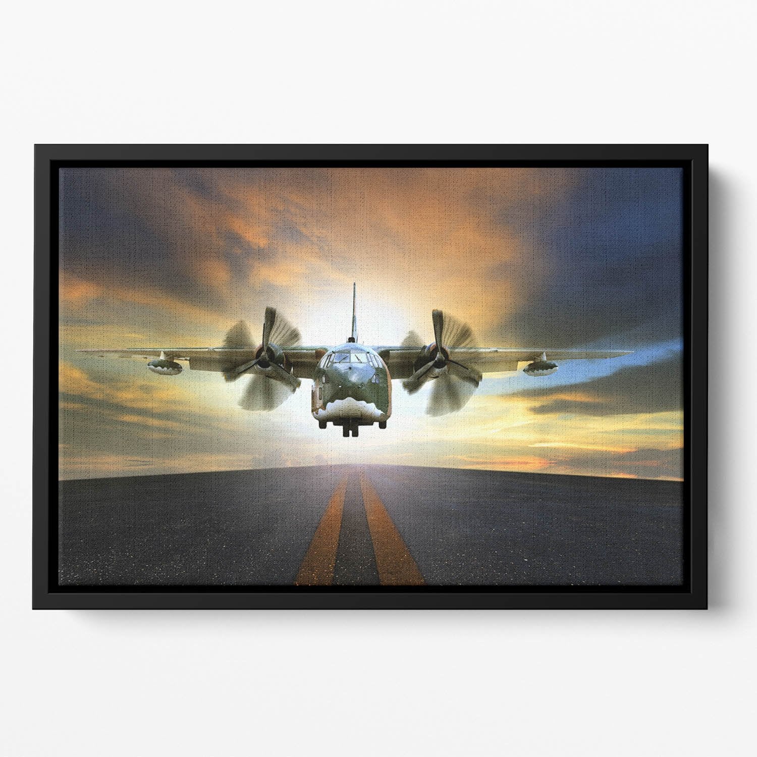 old military container plane Floating Framed Canvas