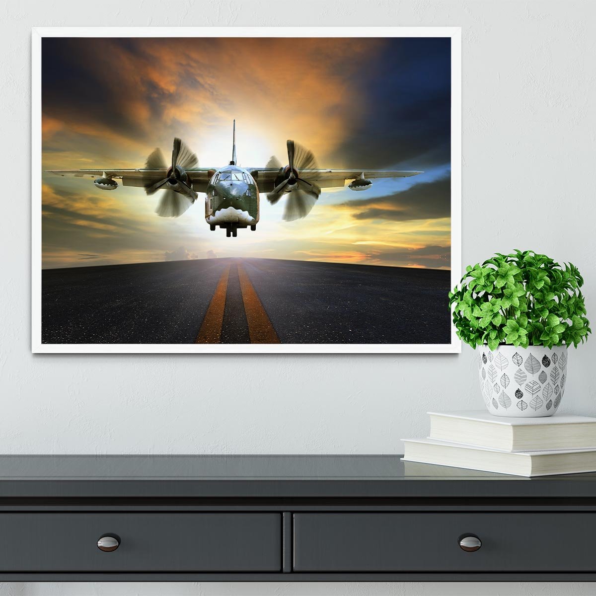old military container plane Framed Print - Canvas Art Rocks -6