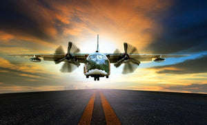 old military container plane Wall Mural Wallpaper - Canvas Art Rocks - 1