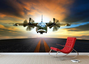 old military container plane Wall Mural Wallpaper - Canvas Art Rocks - 2