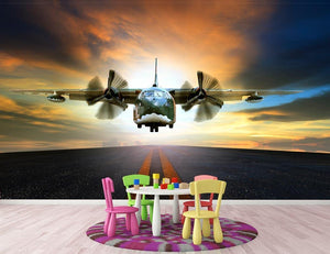 old military container plane Wall Mural Wallpaper - Canvas Art Rocks - 3