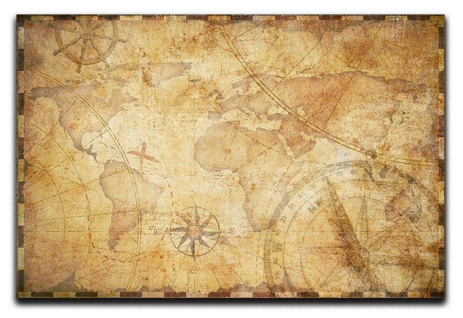 old nautical treasure map illustration Canvas Print or Poster  - Canvas Art Rocks - 1