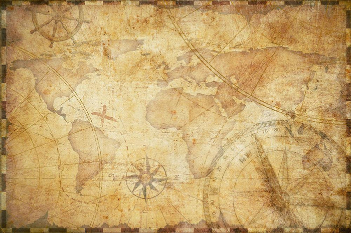 old nautical treasure map illustration Wall Mural Wallpaper