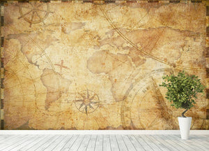old nautical treasure map illustration Wall Mural Wallpaper - Canvas Art Rocks - 4