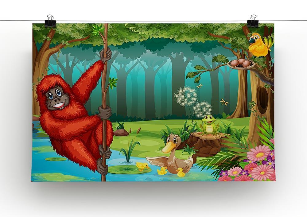 orangutan swinging in the jungle Canvas Print or Poster - Canvas Art Rocks - 2