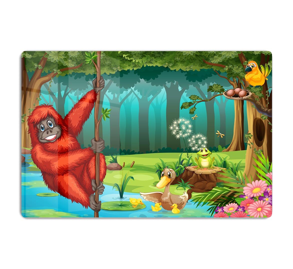 orangutan swinging in the jungle HD Metal Print - Canvas Art Rocks - 1