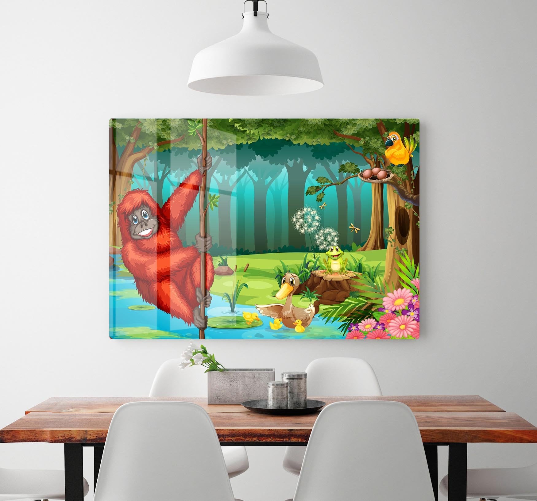 orangutan swinging in the jungle HD Metal Print - Canvas Art Rocks - 2