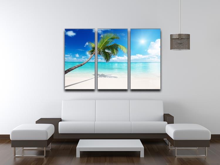 palm and beach 3 Split Panel Canvas Print - Canvas Art Rocks - 3