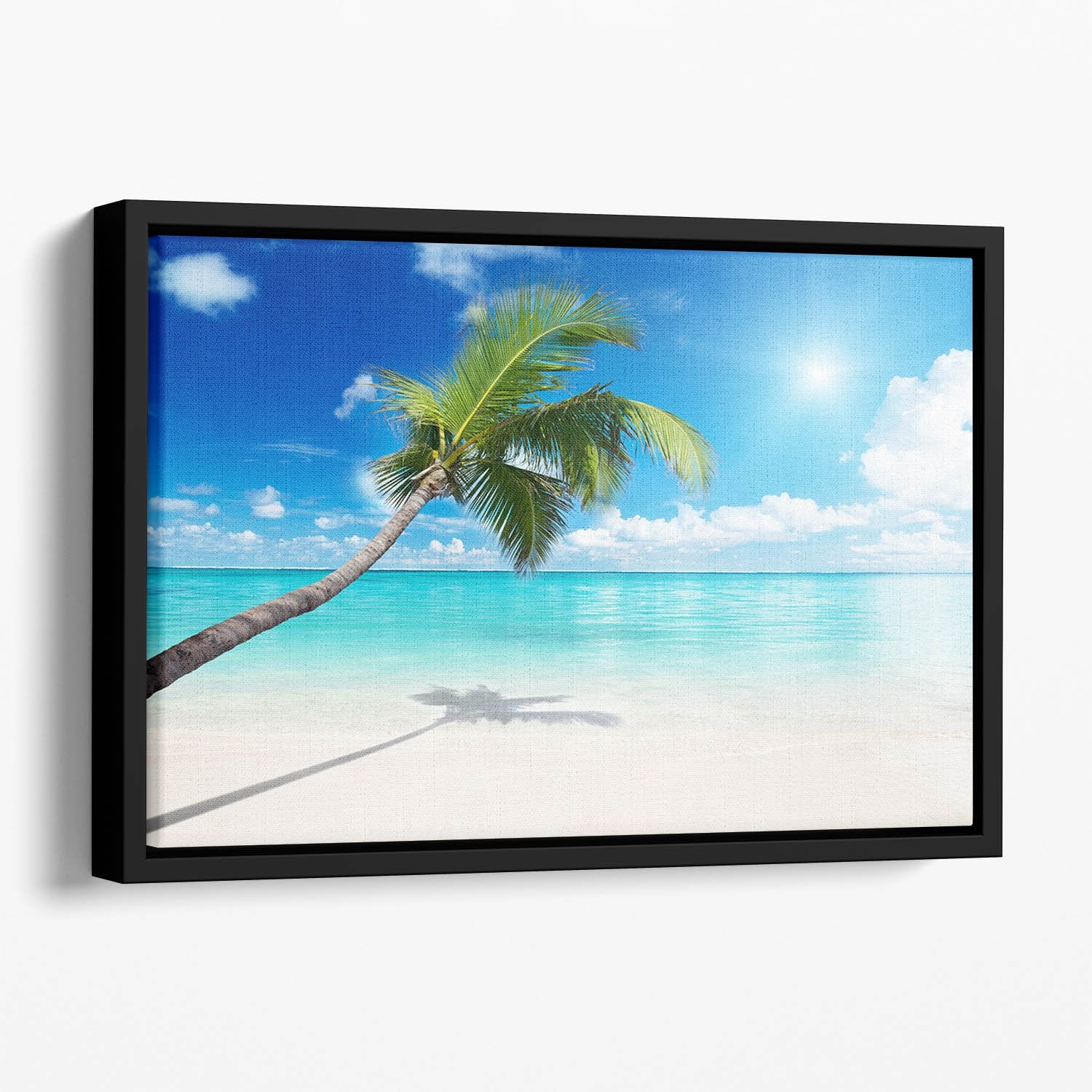 palm and beach Floating Framed Canvas