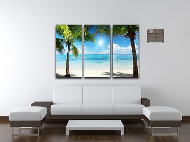 palms and beach 3 Split Panel Canvas Print - Canvas Art Rocks - 3