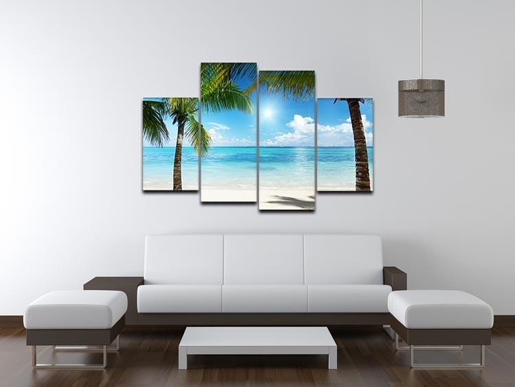 palms and beach 4 Split Panel Canvas - Canvas Art Rocks - 3