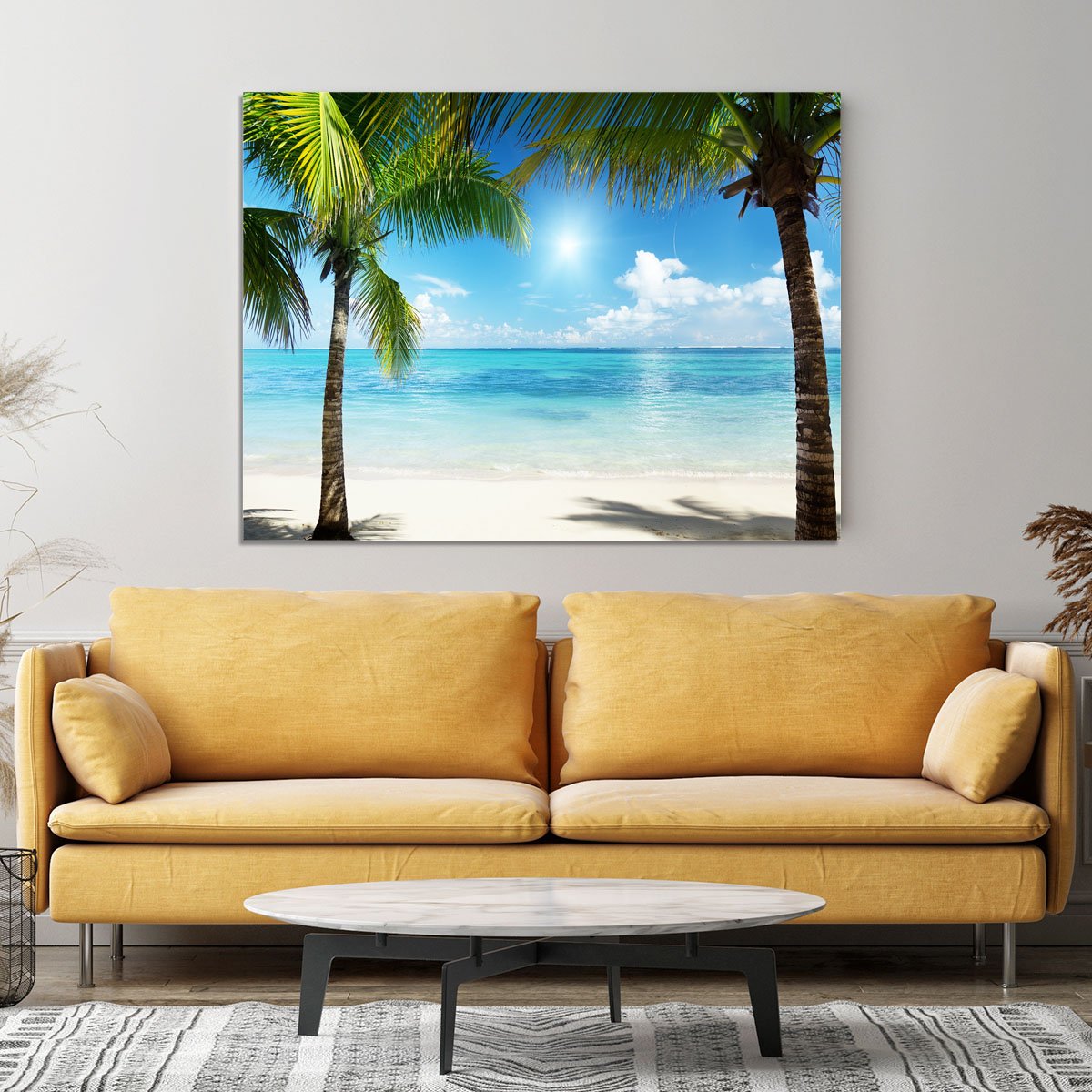 palms and beach Canvas Print or Poster