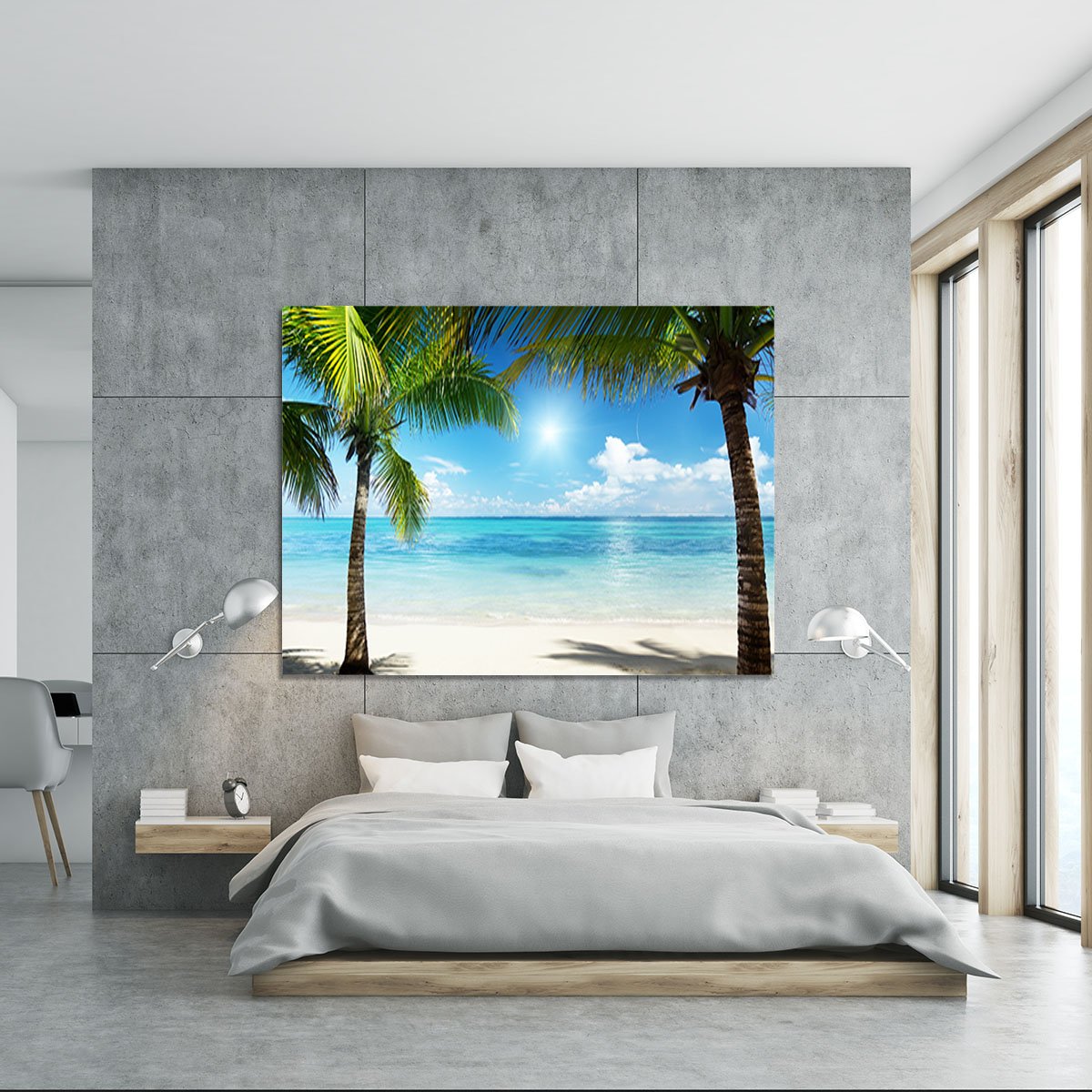palms and beach Canvas Print or Poster
