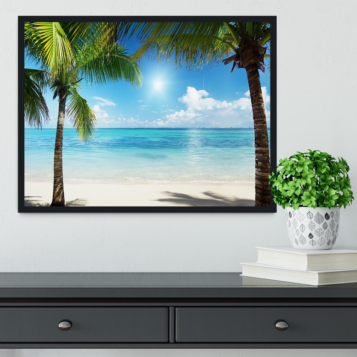 palms and beach Framed Print - Canvas Art Rocks - 2